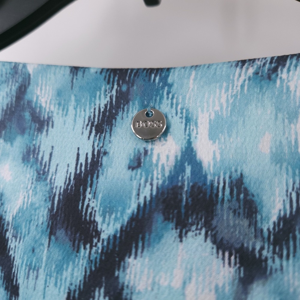 Boss Orange Bivie Surplice Neck Printed Hammered Satin Blouse Top Blue Womens XS - Picture 7 of 10